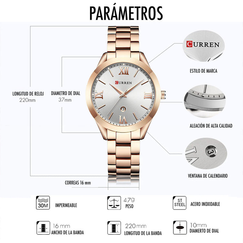 Reloj Curren 9007 Para Mujer Dama Negoci